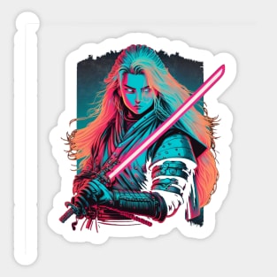 neon samurai logo Sticker